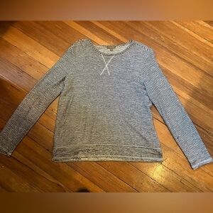 Women’s Lille P Cotton Black and White Striped Long Sleeve Tunic Shirt, Medium